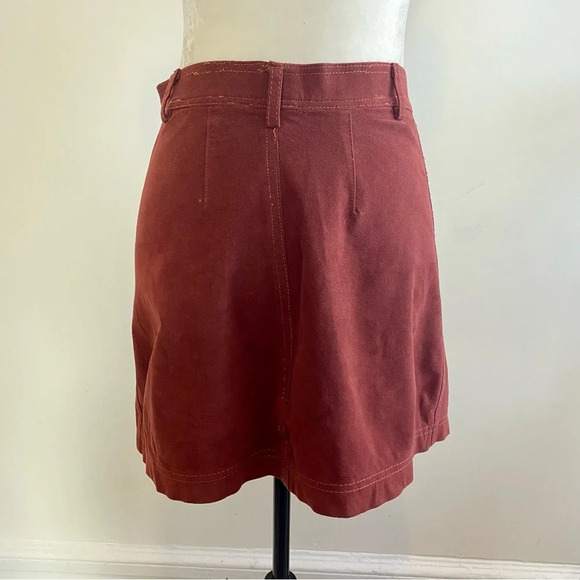 Suede Retro Mini Button Down Skirt - Picture 4 of 9